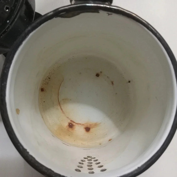 Vintage Georges Briard Ambrosia Enamel Coffee Pot Percolator Fire King Glass Top - Picture 5 of 9